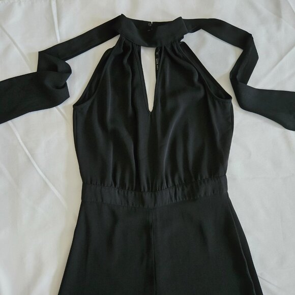 Zara Tie Neck Sleeveless Jumpsuit SZ S Black - Picture 8 of 13
